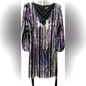 Sam Edelman New Years Eve Sequin Cocktail Long Sleeve Dress